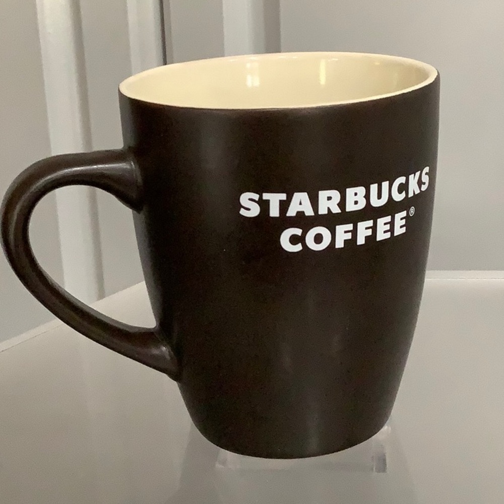 Starbucks 12oz Ceramic Coffee Mug 2008, Matte Brown White Gloss Finish Inside
